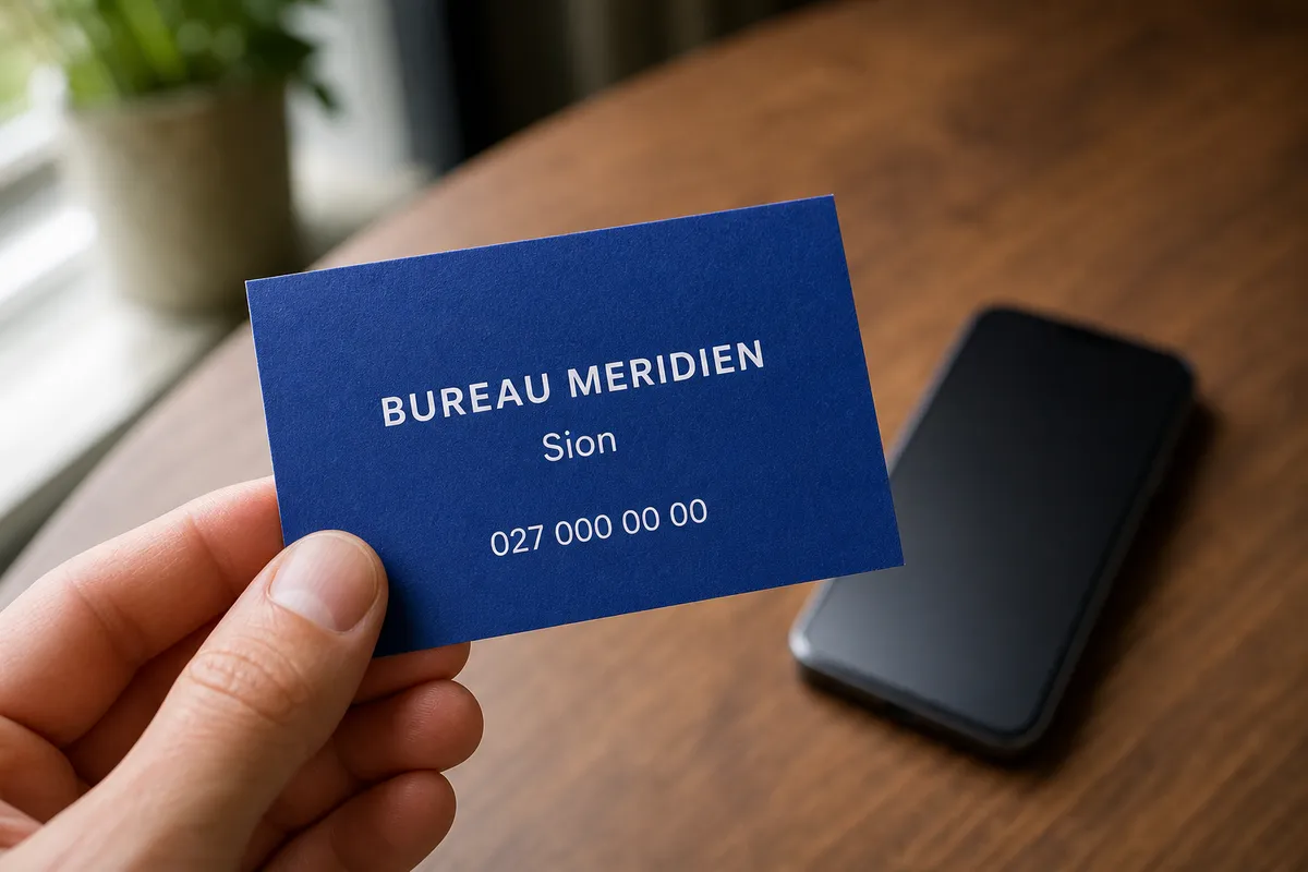 Main approchant une carte bleue d'un téléphone posé sur une table en bois, écran éteint et flou à l'arrière-plan - carte de visite NFC