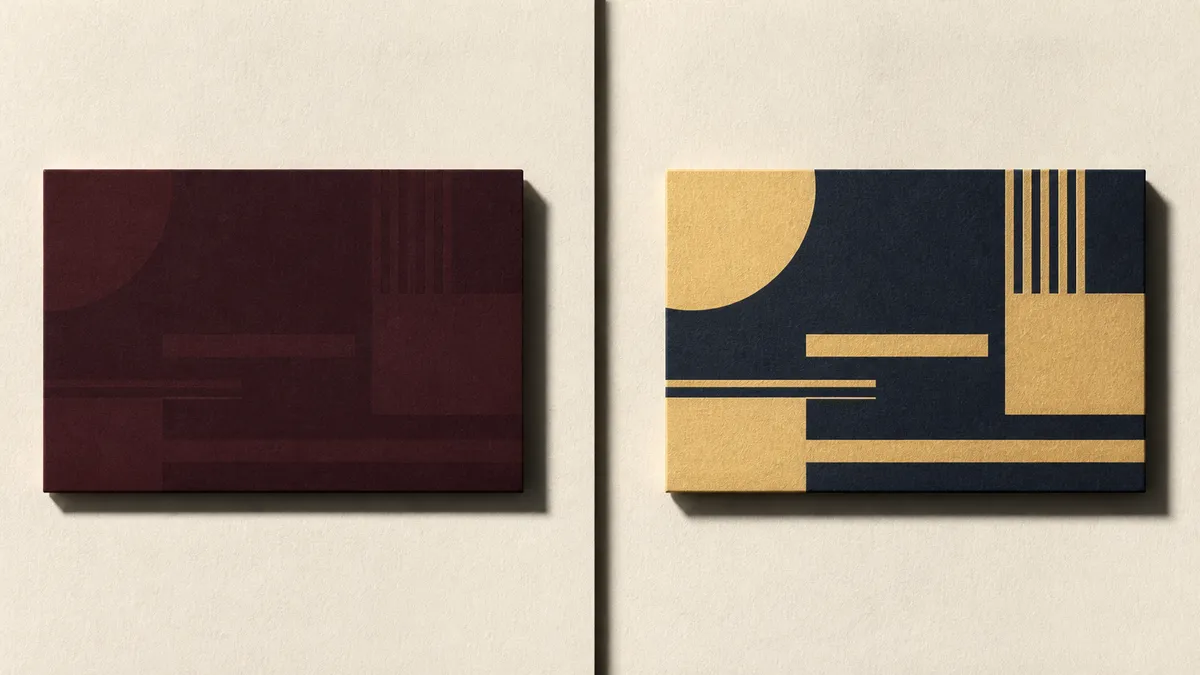 Comparaison côte à côte d'une carte au contraste faible et d'une carte au contraste renforcé et lisible - lisibilité carte de visite