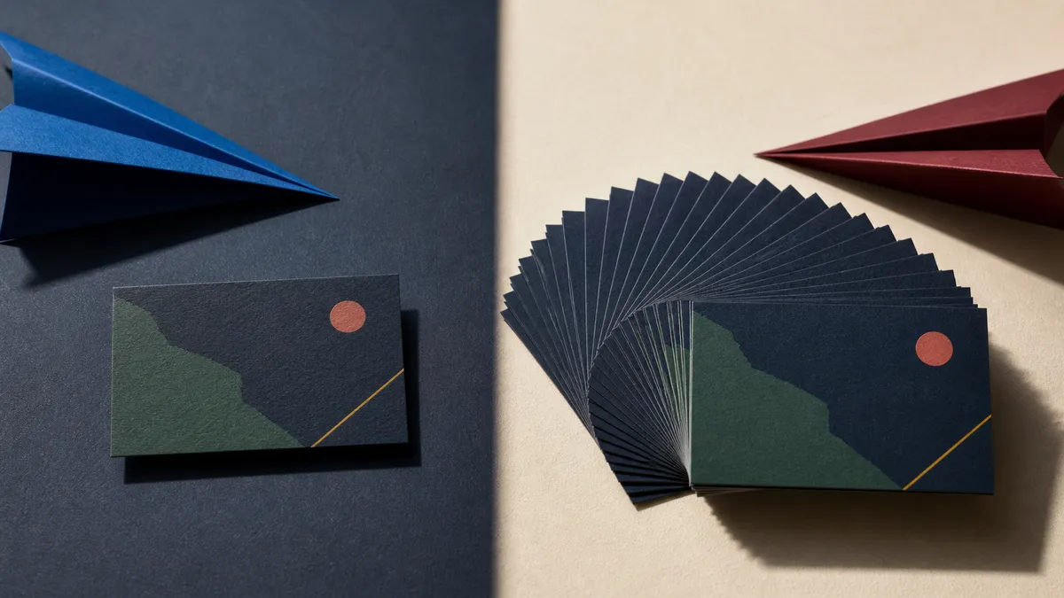 Comparaison entre une carte de visite unique et un grand lot de cartes imprimées identiques - coût du design contre coût d'impression carte de visite